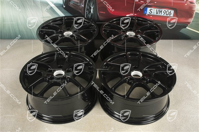 18-inch wheel rim set "Cayman III", 8J x 18 ET57 + 9J x 18 ET47, black high gloss