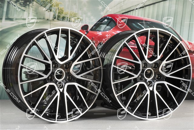 21-inch wheel rim set Cayenne RS Spyder, 11J x 21 ET58 + 9,5J x 21 ET46, black high gloss