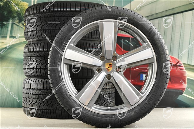 22" Winterräder Cayenne Exclusive Design Sport, Felgen 10J x 22 ET48 +11,5J x 22 ET52 + NEUE Continental Winterreifen 285/40 R22 + 315/35 R22, in Platinsilber