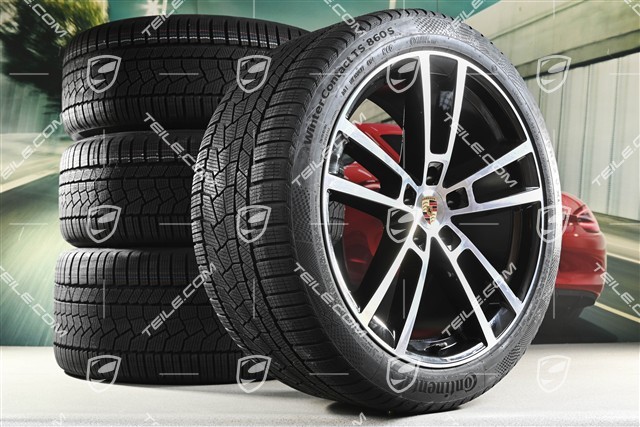 22-inch winter wheel set Sport Design, wheel rims 10J x 22 ET48 +11,5J x 22 ET52 + NEW Continental winter tyres 285/40 R22 + 315/35 R22, black high gloss