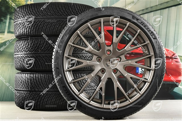 21" Panamera Exclusive Design Koła zimowe, komplet, felgi 9,5J x 21 ET71 + 10,5J x 21 ET71 + NOWE opony zimowe Michelin Pilot Alpin 5 275/35 R21 + 315/30 R21, Turbonit