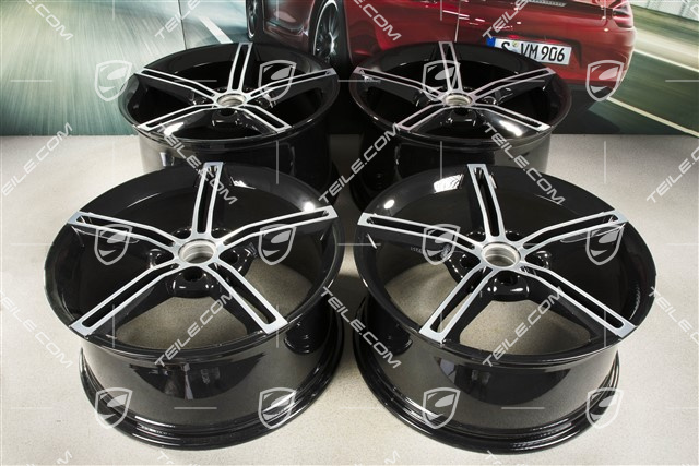 21" Wheel rim set Mission E Design, 9,5J x 21 ET60 + 11,5J x 21 ET66, black high gloss