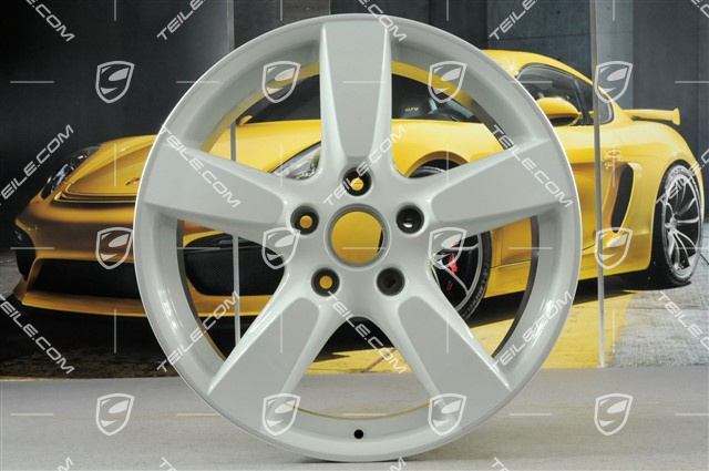 19-inch Cayman S wheel set, 8J x 19 x ET 57 + 9,5J x 19 x ET 45, rims spokes in white