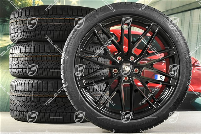 22-inch RS Spyder Design winter wheel set, rims 9J x 22 ET29 + 11J x 22 ET47 + NEW Continental winter tyres 255/40 R22 + 295/35 R22, black satin matt