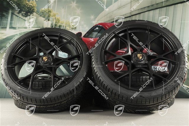 20-inch Winter wheel set for GT4RS and Spyder, rims 8J x 20 ET57 + 10J x 20 ET45, Michelin winter tires 235/35 R20 + 275/30 R20, black (satin matt), with TPMS