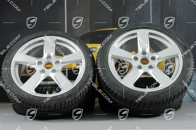 19" winter wheel set "Cayman S", rims 8J x 19 ET57 + 9,5J x 19 ET45 + NEW winter tyres Continental WinterContact TS 830P 235/40 R19 + 265/40 R19, with TPMS