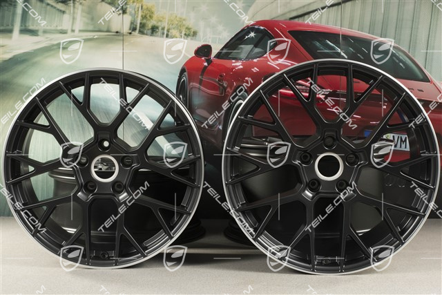 20+21-inch wheel rim set RS Spyder, rims: front 8,5J x 20 ET53 + rear 11,J x 21 ET67, black satin matt