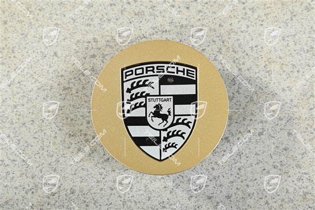 Center cap, concave, crest black/silver, Golden / Aurum satin mat