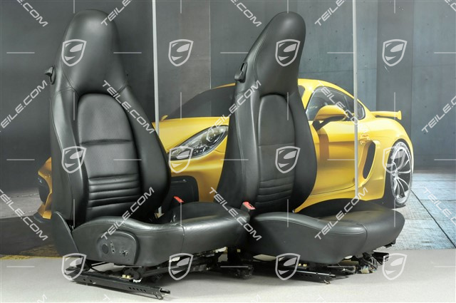 Seats, el adjustable, heating, Lumbar, leather, Black, set (L+R)
