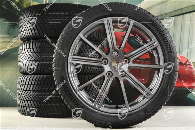 20-inch Panamera Turbo Winter wheel set, wheel rims 9,5J x 20 ET71 + 10,5J x 20 ET71 + NEW Bridgestone winter tyres 275/40 R20 + 315/35 R20, Adamantium