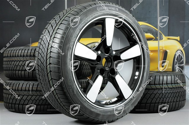 19" winter wheel set Cayman S, wheel rims (mint condition) 8J x 19 ET57 + 9,5J x 19 ET45 + NEW winter tyres Continental WinterContact TS 830P 235/40 R19 + 265/40 R19, without TPMS, SportClassic Exclusive Design