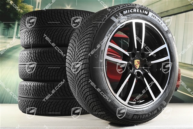 20-inch Cayenne Sport winter wheel set, rims 9J x 20 ET50 + 10,5J x 20 ET55 + NEW Michelin winter tyres 255/55 R20 + 295/45 R20, with TPMS, black high gloss