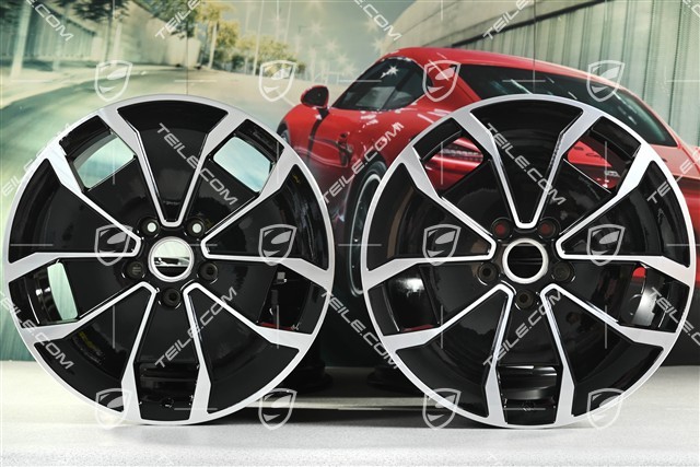 20-inch Turbo Aero Design wheel rim set, 9J x 20 ET54 + 11J x 20 ET60, black high gloss + glossy Surface