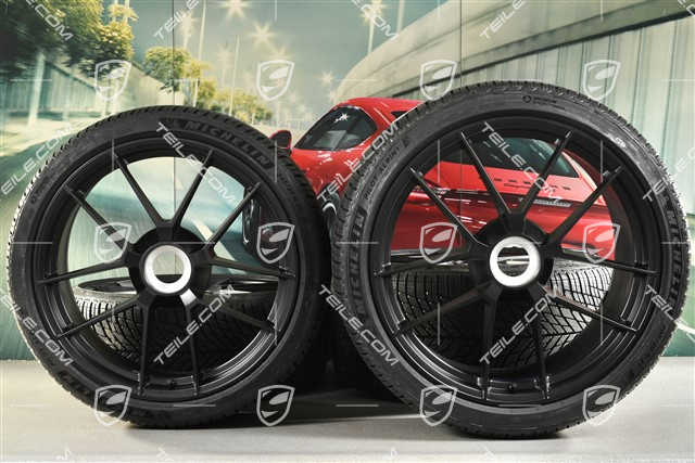 20"+21" Carrera GTS winter wheel set, with central locking, wheel rims 8,5J x 20 ET50 + 11J x 21 ET82 + NEW Michelin winter tyres 245/35 R20 + 305/30 R21, with TPMS, black satin matt