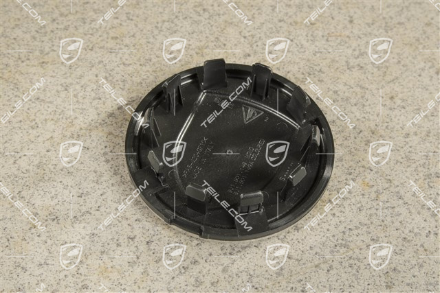 Anniversary "25 years Boxster" Wheel hub cap, crest coloured, black satin matt