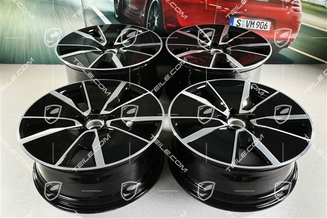 21-inch Macan Turbo wheel rim set, 8,5J x 21 ET27 + 10,5J x 21 ET47, black high gloss