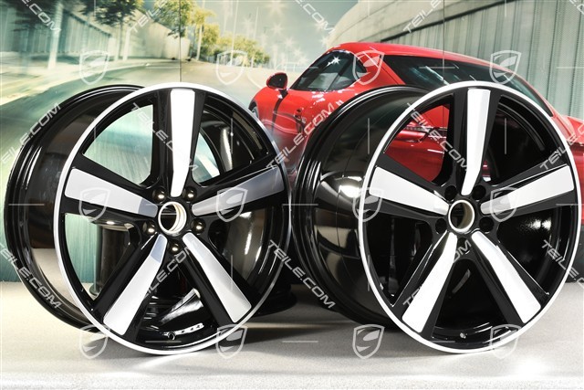 22-inch wheel rim set Cayenne Coupe Exclusive Design Sport, 10J x 22 ET48 +11,5J x 22 ET52, black high gloss