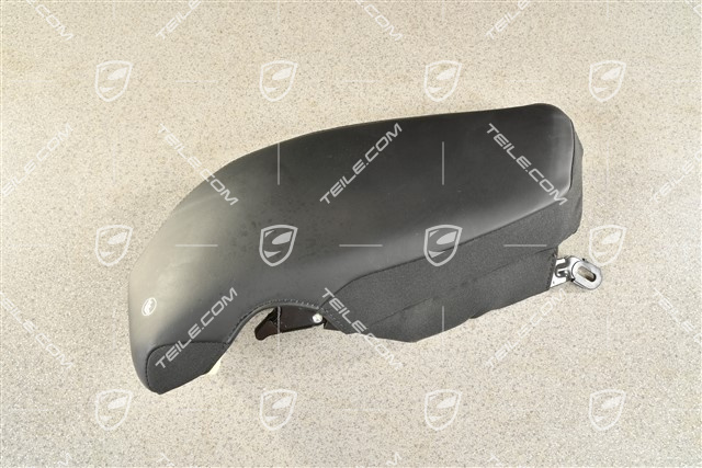 Rear backrest side part, with airbag,  leather, black, R