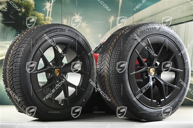 21" Cayenne RS Spyder Design winter wheel set, wheel rims 9,5J x 21 ET16 + 11J x 21 ET37 + NEW Goodyear UltraGrip Performance 3 SUV winter tyres 275/45 R21 + 315/40 R21, black satin matt