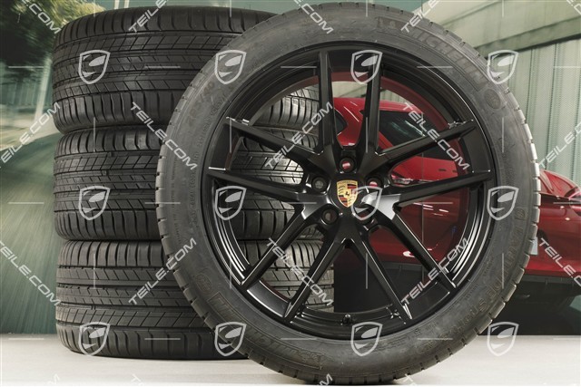 20-inch "Macan S" summer wheels set, rims 9J x 20 ET26 + 10J x 20 ET19 + Michelin summer tyres 265/45 R20 + 295/40 R20, Black satin mat, with TPMS