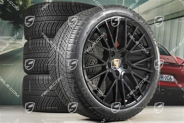 21-inch Cayenne COUPÉ RS Spyder winter wheel set, rims 9,5J x 21 ET46 + 11,0J x 21 ET49 + Michelin Pilot Alpin 5 275/40 R21 + 305/35 R21, with TPMS, black high gloss