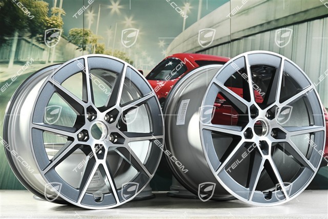 20+21-inch Carrera S wheel rim set, 8,5J x20 ET50 + 11,5J x 21 ET79, Wanadium Grey