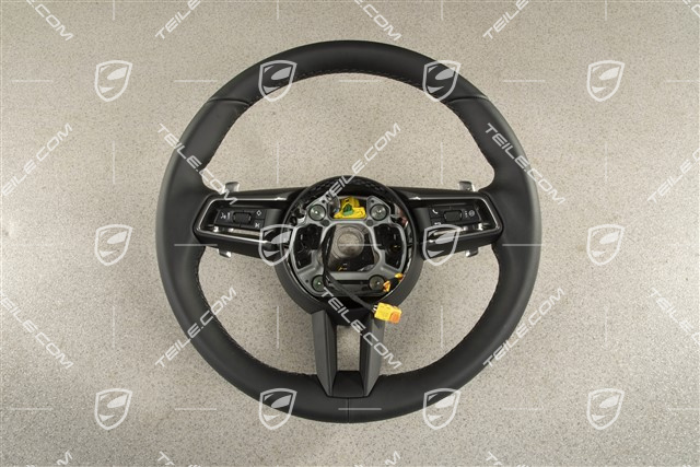 PDK, Multifunction steering wheel, 3-spoke, Leather, Black