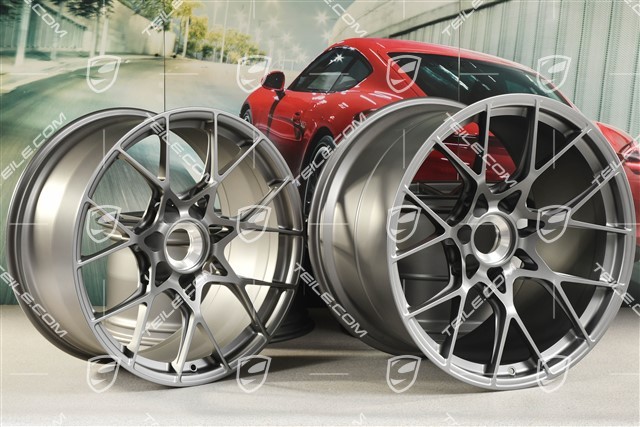 20"+21" GT3RS wheel rim set, alloy rims 10J x 20 ET45 + 13J x 21 ET31, dark silver