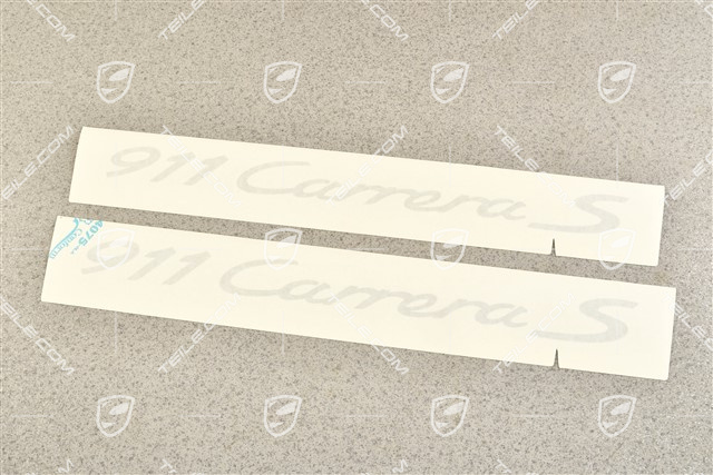 Schriftzug seitlich "Carrera S", Silber, Dekorfolie Satz, L+R