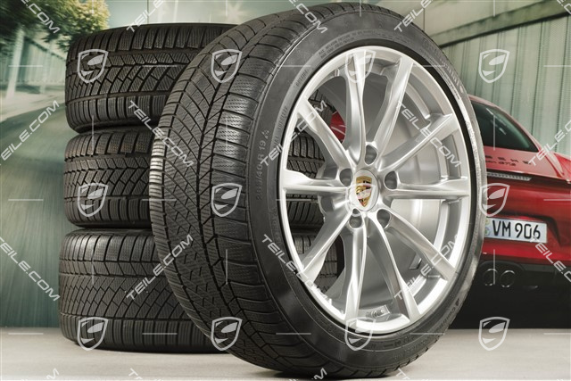 19-inch Boxster S winter wheels set, rims 8J x 19 ET57 + 10J x 19 ET45 + Continental WinterContact TS 830P winter tires 235/40 R19 +265/40 R19, DOT/prod.year 2018, tyres profile 7mm