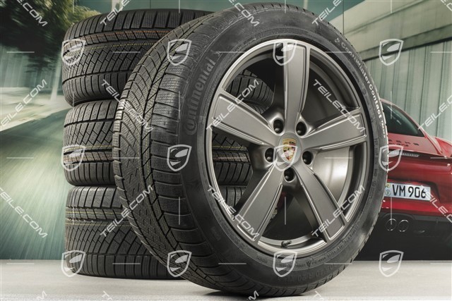 20-inch Cayenne COUPE Sport Classic winter wheel set, rims 9J x 20 ET50 + 10,5J x 20 ET55 + NEW Continental winter tyres 275/45 R20 + 305/40 R20, with TPMS, Platinum satin mat