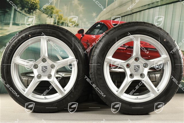 18" Boxster IV summer wheels set, rims 8J x 18 ET57 + 9,5J x 18 ET49,  Good Year  Eagle F1 summer tires 235/45 R18 + 265/45 R18