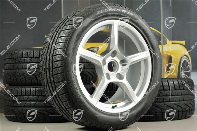 18" Boxster winter wheel set, 8J x 18 ET57 + 9J x 18 ET47 + Pirelli Sottozero II winter tyres 235/45 R18 + 265/45 R18, without RDK pressure sensors