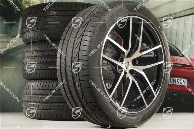 20" koła letnie komplet "Macan S" , felgi 9J x 20 ET26 + 10J x 20 ET19 + NOWE opony letnie Pirelli 265/45 R20 + 295/40 R20, z czujnikami ciśnienia RDK