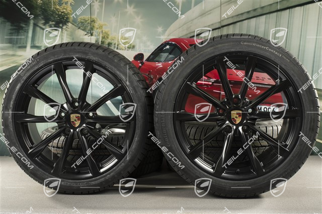 19-inch Boxster S winter wheels set, rims 8J x 19 ET57 + 10J x 19 ET45 + NEW Continental WinterContact TS 830P winter tires 235/40 R19 +265/40 R19, black satin matt