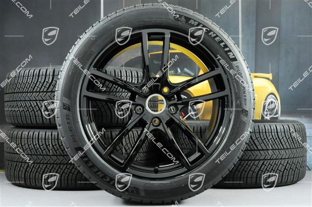 20-inch Cayenne Sport winter wheel set, rims 9J x 20 ET50 + 10,5J x 20 ET64 + NEW Michelin winter tyres 275/45 R20 + 305/40 R20, with TPMS, black high-gloss