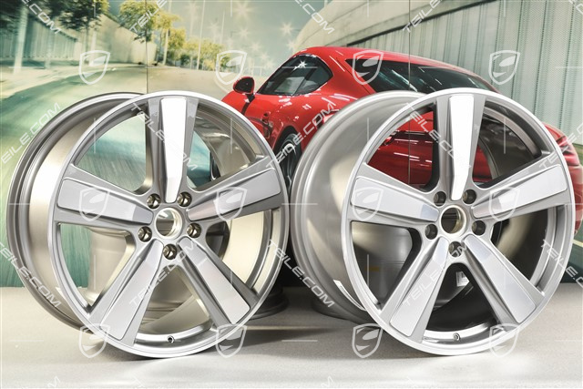 22-inch wheel rim set Cayenne Exclusive Design Sport, 10J x 22 ET48 +11,5J x 22 ET61, Platinum Silver