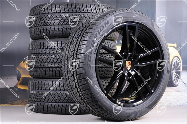 20-inch Cayenne COUPE Sport winter wheel set, rims 9J x 20 ET50 + 10,5J x 20 ET55 +  Pirelli winter tyres 275/45 R20 + 305/40 R20, with TPMS, black high gloss