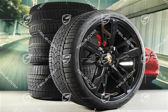 21" Cross Turismo Design winter wheel set, rims 9,5J x 21 ET60 + 11,5J x 21 ET66 + NEW Continental winter  tyres 265/35 R21 + 305/30 R21, black high gloss