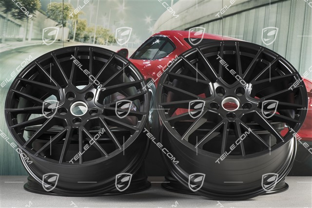 21-inch wheel rim set Cayenne RS Spyder, 11J x 21 ET58 + 9,5J x 21 ET46, black satin matt