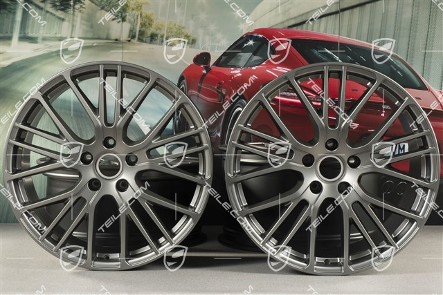 21-inch wheel rim set Panamera Exclusive Design Sport, 9,5J x 21 ET71 + 11,5J x 21 ET69, Platinum