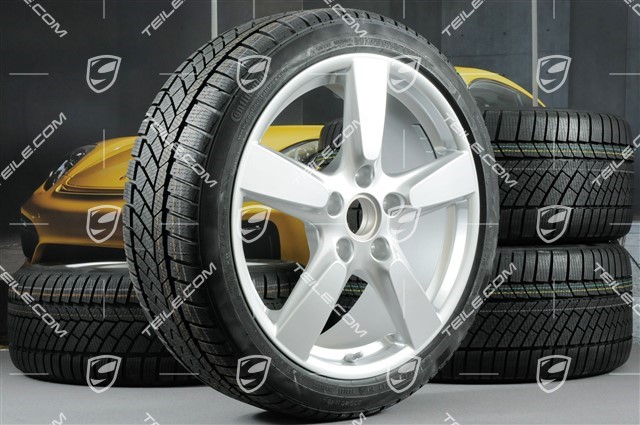 19" winter wheel set "Cayman S", rims 8J x 19 ET57 + 9,5J x 19 ET45 + NEW winter tyres Continental WinterContact TS 830P 235/40 R19 + 265/40 R19, with TPMS
