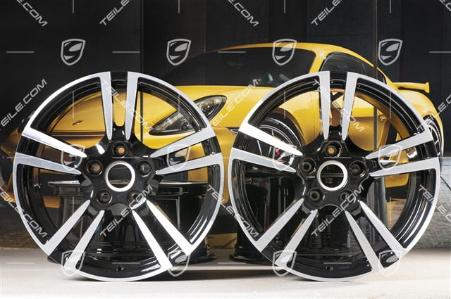 19" Komplet felg Turbo II, 8,5J x 19 ET56 + 11J x 19 ET51, do Turbo / Turbo S / GTS, czarny wysoki połysk