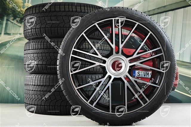 21-inch Panamera Turbo S Winter wheel set, central lock, wheel rims 9,5J x 21 ET71 + 10,5J x 21 ET71 + Continental Winter Contact TS860 S winter tyres 275/35 R21 + 315/30 R21, black high gloss