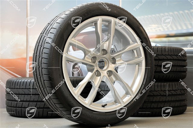 19-inch Boxster S summer wheel set, 8J x 19 ET57 + 9,5J x 19 ET45 + NEW Pirelli summer tyres 235/40 ZR19 + 265/40 ZR19, with TPM