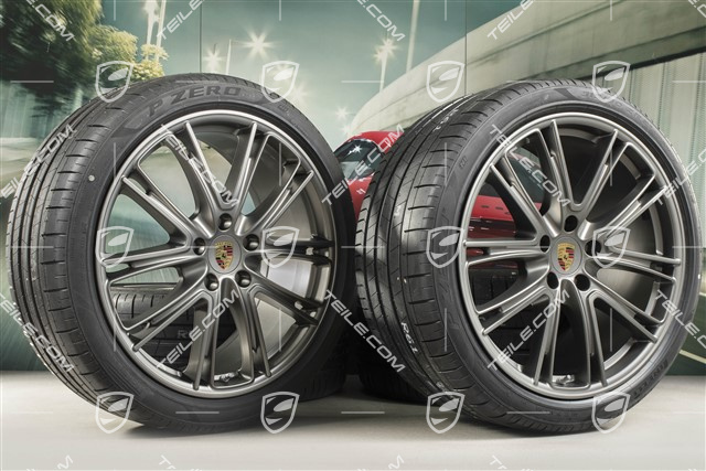 21" Koła letnie Exclusive Design, felgi 9,5J x 21 ET71 + 11,5J x 21 ET69 + opony letnie Pirelli 275/35 ZR21 + 315/30 ZR21, Platinum, z czujnikami ciśnienia
