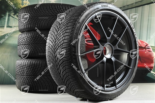 20"+21" Carrera GTS winter wheel set, with central locking, wheel rims 8,5J x 20 ET50 + 11J x 21 ET8 + Michelin winter tyres 245/35 R20 + 305/30 R21, with TPMS, Anthracite Grey, about 100km