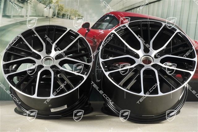 21-inch wheel rim set Panamera Exclusive Design Sport, 9,5J x 21 ET71 + 11,5J x 21 ET69, black high gloss