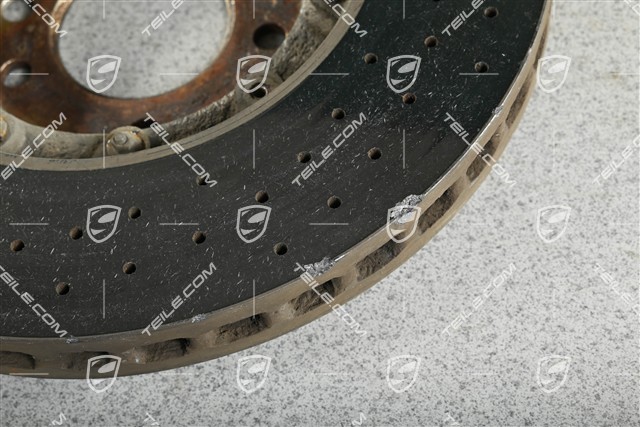 Brake disc, PCCB, 19", yellow caliper, right-hand drive, damaged