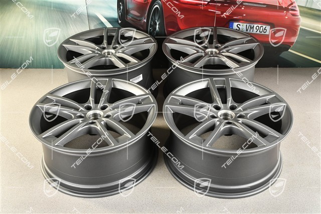 21-inch wheel rim set Cayenne Turbo Design, 11J x 21 ET58 + 9,5J x 21 ET46, Vesuvgrau